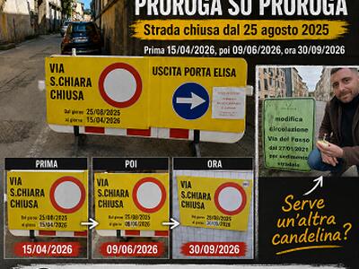 Via Santa Chiara, Bianucci: "Lavori prorogati ancora, i cittadini hanno diritto a sapere quando finirà davvero. Dov'è finita la candelina di Barsanti?"