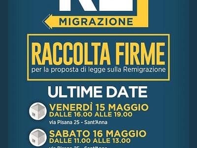 Remigrazione, Difendere Lucca raccoglie le firme venerdì e sabato: "Ultimi appuntamenti prima della consegna delle firme a Roma"